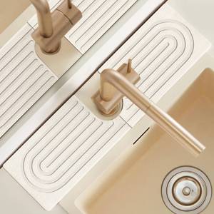 lot 6094 image: LushSpring U-Shape Diatomite Sink Drying Mat 18 x 5 Inch, White