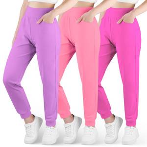 lot 6106 image: BIG ELEPHANT Girls Joggers With Pockets 3-Pack High Waisted Athletic Pants