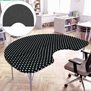 lot 6137 image: Chumia Polka Dot Kidney Table Cover 71 x 48 In Black White Desk Tablecloth