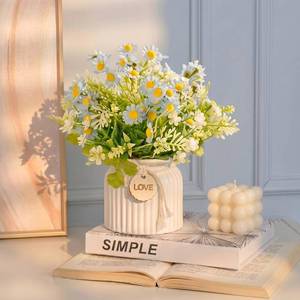 lot 6153 image: Shiningfuture Potted Daisy Artificial Flowers 8.66 H 25 Flower Heads