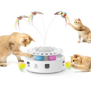 lot 7859 image: Potaroma 3-in-1 Automatic Interactive Cat Toy Butterfly Feather Track Balls USB