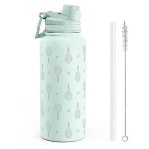 lot 7860 image: SANDJEST Insulated Stainless Steel Water Bottle 32oz with Straw Lid