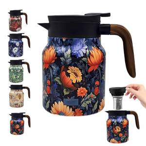 lot 7864 image: TBHAPY Vintage Floral Teapot With Built-In Infuser 35 oz Purple