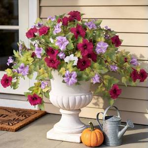 lot 7876 image: Ammyoo Artificial Fall Petunia Flowers 2 Bundles 25.5 Inch