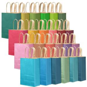 lot 7889 image: Qiqee 24 Pcs Medium Gift Paper Bags with Handles, Multi Color