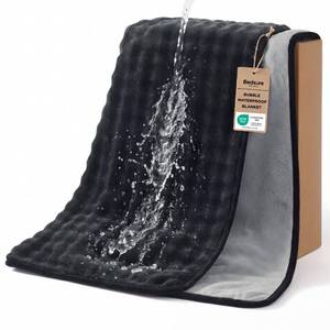 lot 7896 image: Bedsure Bubble Waterproof Blanket BlackGrey 50x60