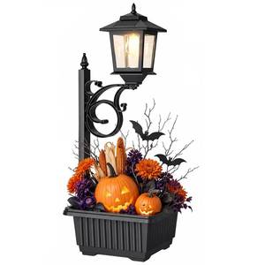 lot 7901 image: PASAMIC Solar Lamp Post with Planter, Wall Mount or Freestanding, Warm White