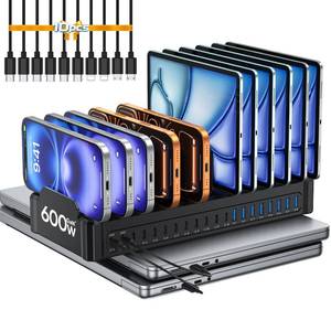 lot 7912 image: Moezuti 20-Port 600W USB-C Charging Station with 10 Cables