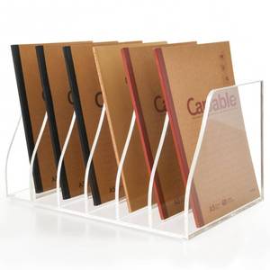 lot 7917 image: AIMOLLY Acrylic Magazine File Holder 6 Compartment Clear Desk Organizer
