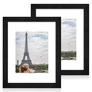 lot 7930 image: Hongkee 11x14 Picture Frame Set of 2 Real Glass Wood Fits 8x10 Photo With Mat