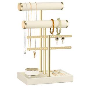lot 7936 image: Bussdis 3 Tier Bracelet Holder Display Beige Velvet Jewelry Organizer