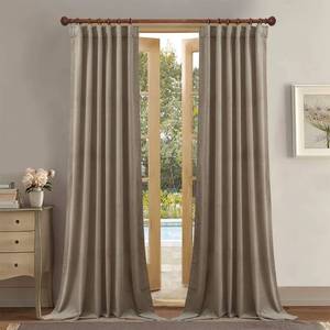 lot 7959 image: StangH Camel Beige Privacy Velvet Curtains W52 x L108 2 Panels