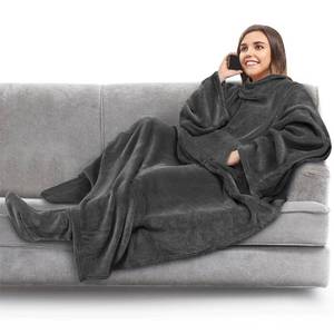 lot 7961 image: PAVILIA Wearable Blanket with Sleeves and Foot Pockets 70 x 50 Inch Dark Gray