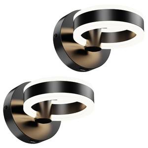 lot 7964 image: PHIXART LED Wall Sconces Set of 2 Matte Black 4000K Hardwired with USB Port