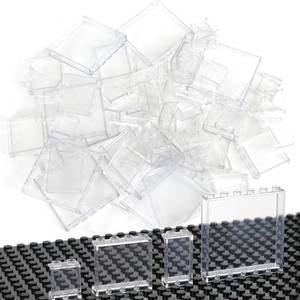 lot 8240 image: Pasacho Clear Window Panel Plates Bricks 60 Pcs Transparent Mixed