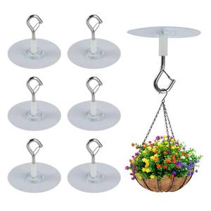 lot 8244 image: Self Adhesive Ceiling Hooks Heavy Duty No Drill Plant Hangers 6 Pcs
