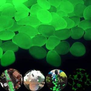 lot 8259 image: GLOCARNIVAL Glow Pebbles Green 300 Pcs Glowing Rocks Solar Powered
