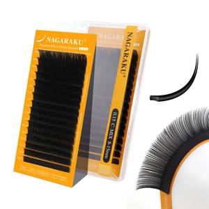 lot 8270 image: NAGARAKU Flat Ellipse Lash Extensions Air Series 0.0059 C 0.315-0.591 Mix Black