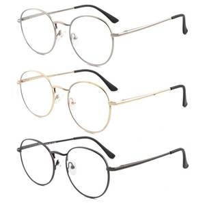 lot 8274 image: SOPHILY 3 Pack Metal Round Reading Glasses 2.50 Blue Light Blocking