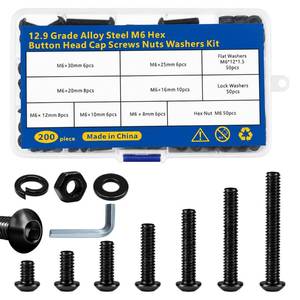 lot 8277 image: Generic M6 Screw Assortment Kit, 200 Pcs, 0.315 in to 1.181 in Lengths