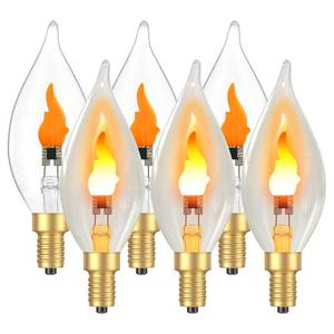 lot 8279 image: Hompavo LED Flame Light Bulb E12 Chandelier Base 15W