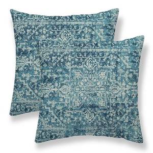 lot 8288 image: Sunshineyan Teal Carpet Pattern Boho Pillow Covers 16x16 Set of 2