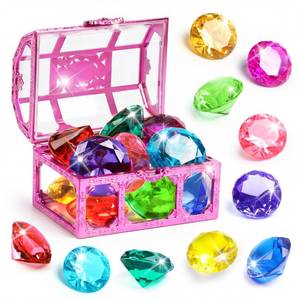 lot 8294 image: DISHIO Pool Diving Gems Treasure Chest Set with 10 Acrylic Jewels