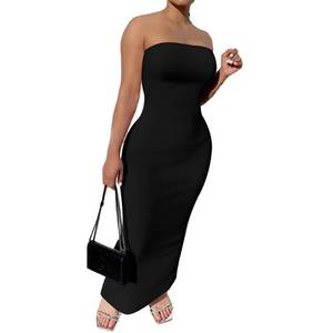 lot 8300 image: PINSV Women Maxi Strapless Bodycon Tube Dress Black Size M
