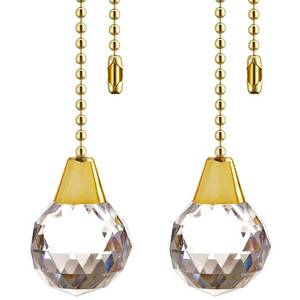 lot 8343 image: Akahttbn Ceiling Fan Pull Chain Extender 12 Inch Prism Ball Set of 2 Gold