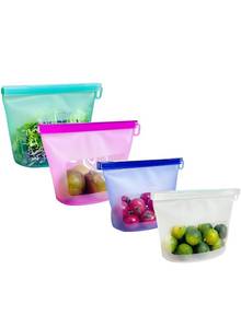 lot 8384 image: CuLiDing Reusable Silicone Food Storage Bags, Set of 4, Leakproof