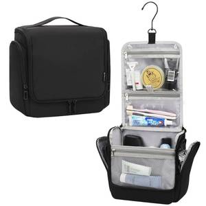 lot 8385 image: Relavel Hanging Toiletry Bag Water-Resistant Nylon Dopp Kit 9.5 x 4.3 x 9.4 In