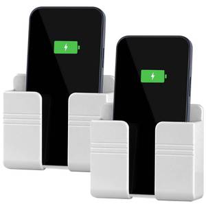 lot 8402 image: CEI&BPY Wall Mounted Phone Holder with Self Adhesive 2 Pack White