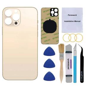 lot 8403 image: Perzework Rear Back Glass Replacement for iPhone 13 Pro Max 6.7 Inch Gold
