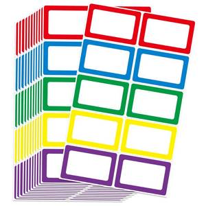 lot 8408 image: LLIKED Blank Name Tag Stickers 3.5 x 2.25 Inch 200 Count 5 Colors