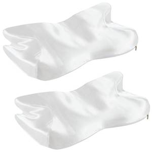 lot 8414 image: Eychei Satin Cervical Pillowcase, White, 2 Pcs