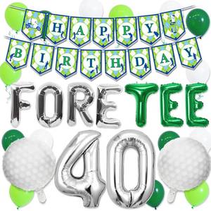 lot 8417 image: Roaring Good Time Golf 40th Birthday Party Decorations Fore Tee Banner Balloons