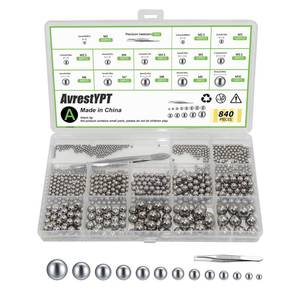 lot 8419 image: AvrestYPT Stainless Steel Bearing Balls 840 Pcs 0.0787-0.3937 in Assorted