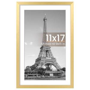 lot 8422 image: Upsimples 11x17 Gold Picture Frame Wall Decor Poster Frame 1 Pack