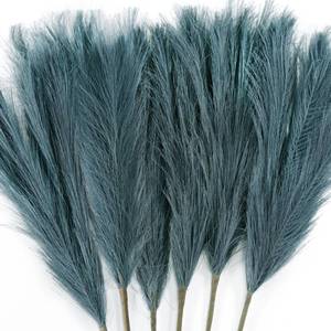 lot 8423 image: Tender Epoch Faux Pampas Grass Stems 18 Inch 6 Pcs Dust Blue
