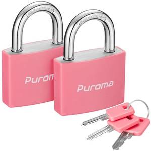 lot 8427 image: Puroma Keyed Padlock Aluminum 43mm Pink 2-Pack with 3 Keys