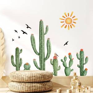 lot 8430 image: Supzone Cactus Wall Decals Peel and Stick Vinyl Stickers 2 Sheets