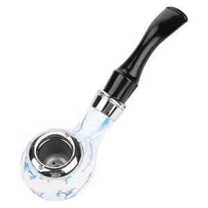 lot 8438 image: BigBigMe Classic Tobacco Pipe Blue and White Mini 6.3 Inch