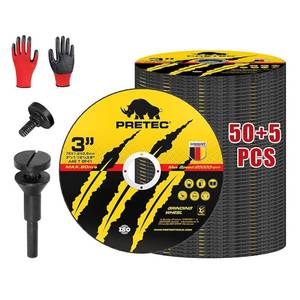 lot 8456 image: PRETEC Cut Off Wheels 3 Inch 55 Pack with Mandrel Kit for Die Grinder