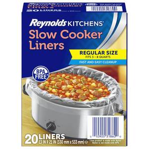 lot 8463 image: Reynolds Kitchens Slow Cooker Liners Regular Size Fits 3-8 Quarts 20ct