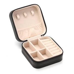 lot 8474 image: ZPROW Travel Jewelry Case Mini Portable Organizer 3.9 x 3.9 x 2 Inch Black