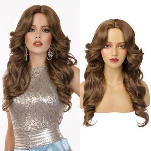 lot 8480 image: REECHO 70s Feathered Wig for Women Long Wavy Blonde