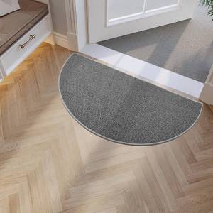 lot 8495 image: J Rombol Half Circle Dirt Trapping Door Mat 36 x 18 Grey Faux Jute