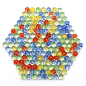 lot 8497 image: Green Fabwood Cats Eye Glass Slingshot Marbles 200 Count