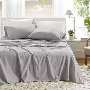 lot 13594 image: Comfort Spaces 100% Cotton Percale Sheet Set Twin XL 3 Piece Grey