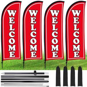 lot 13607 image: Buryeah Welcome Feather Flag Sign Kit 8 Ft Red 4 Sets
